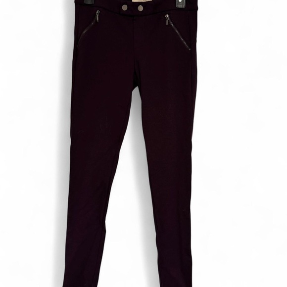Pants - Slim Zip Pocket Ponte Pants in Deep Plum